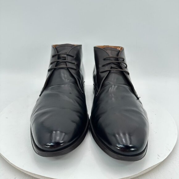 Bally Men Size 9D Black Leather Plain Toe Lace Up Chukka Ankle Boot - Picture 2 of 12